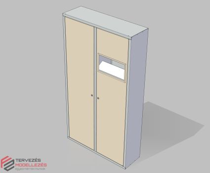 Öltözőszekrény bedobónyílással, 4 polccal (gyártmányterv)