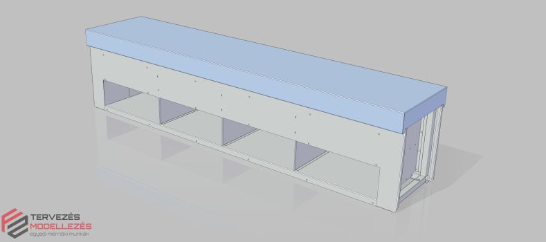 Cipőtartós átülőpad inox fedlappal (gyártmányterv)